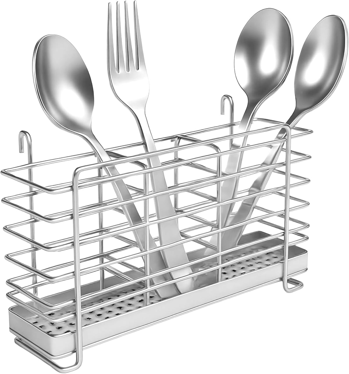 KESOL 304 Stainless Steel Utensil Holder Drying Rack with Hooks, 2x8.7x5