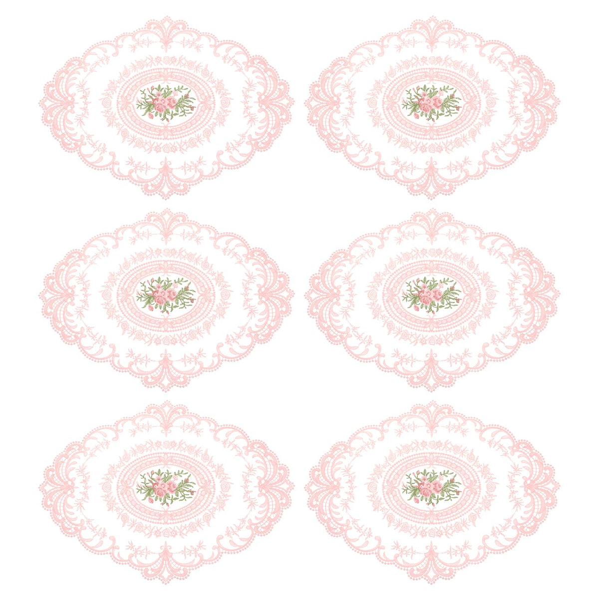 uxcell 6Pack Retro Lace Placemat 12x16-in Oval Embroidered Table Place Mats French Crochet Doilies Coasters Cup Mat for Home Wedding, Sapphire Blue
