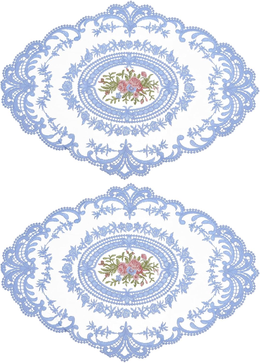 uxcell Retro Lace Placemat 12x16 Oval Embroidered Table Place 2Pack Gray