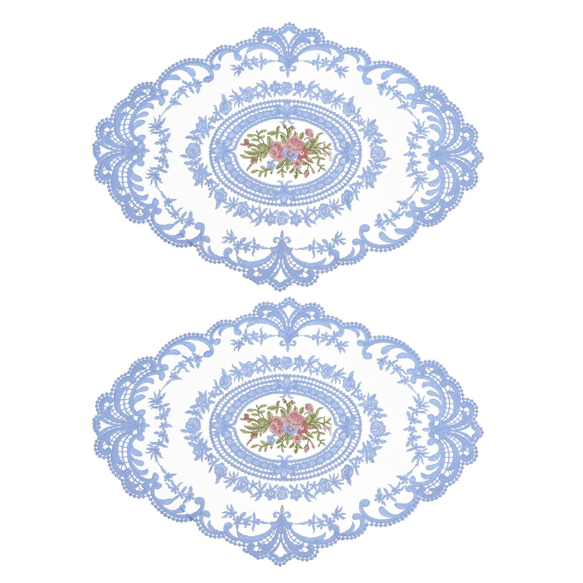 uxcell Retro Lace Placemat 12x16 Oval Embroidered Table Place 2Pack Gray