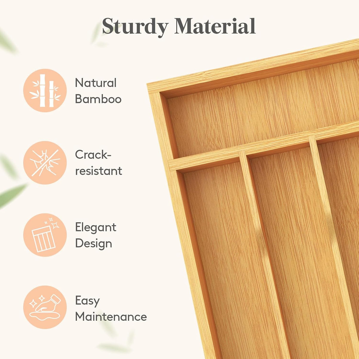 Lifewit Bamboo Silverware Tray for Drawer, 6.7 x 12