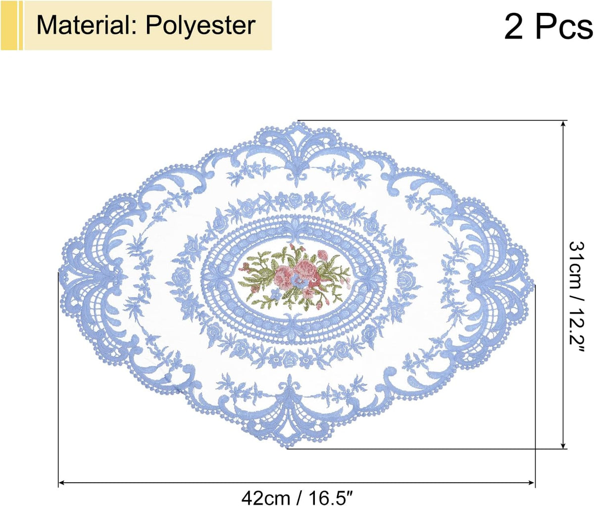 uxcell Retro Lace Placemat 12x16 Oval Embroidered Table Place 2Pack Gray