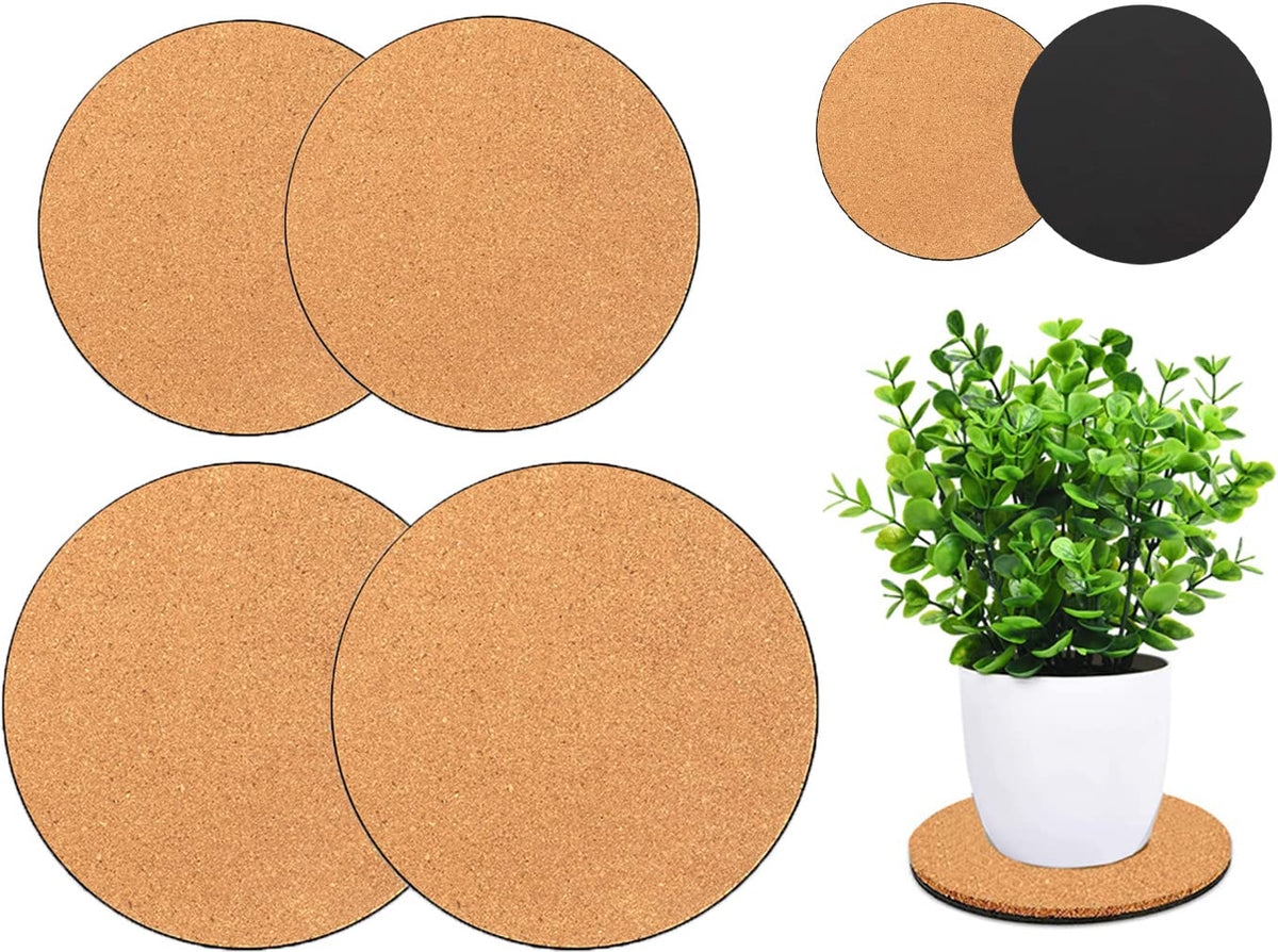 3-Piece Cork Coasters for Plants - Nude & Black