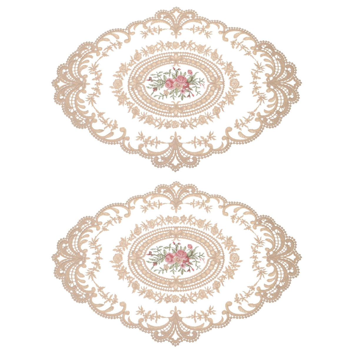 uxcell Retro Lace Placemat 12x16 Oval Embroidered Table Place 2Pack Gray
