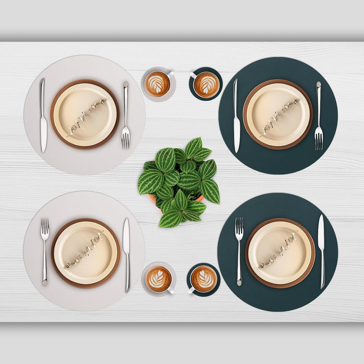 Myir JUN 15 Inches Round Placemats Set of 6 Faux Leather Place Mats