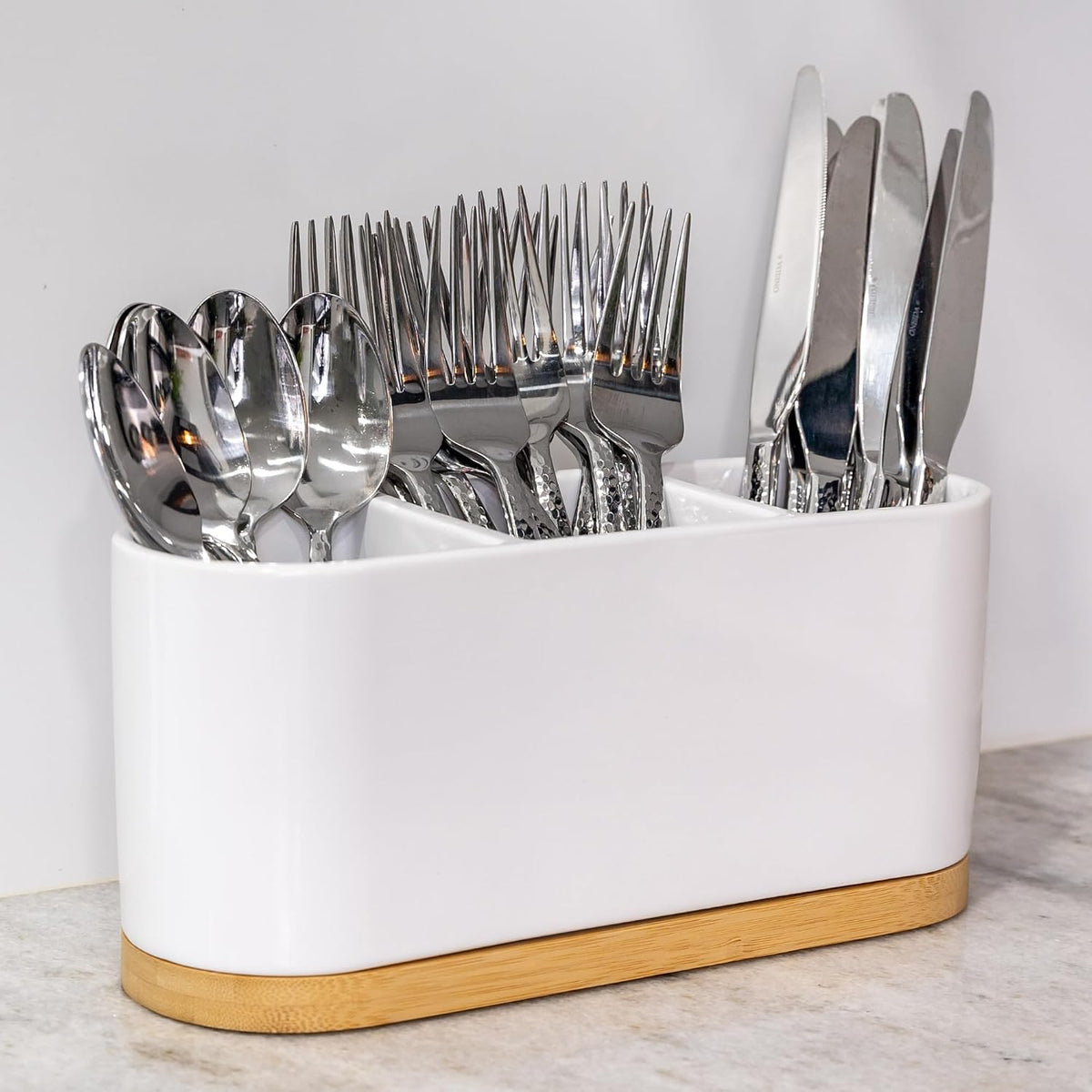 DAILY RITMO® White Countertop Silverware Holder