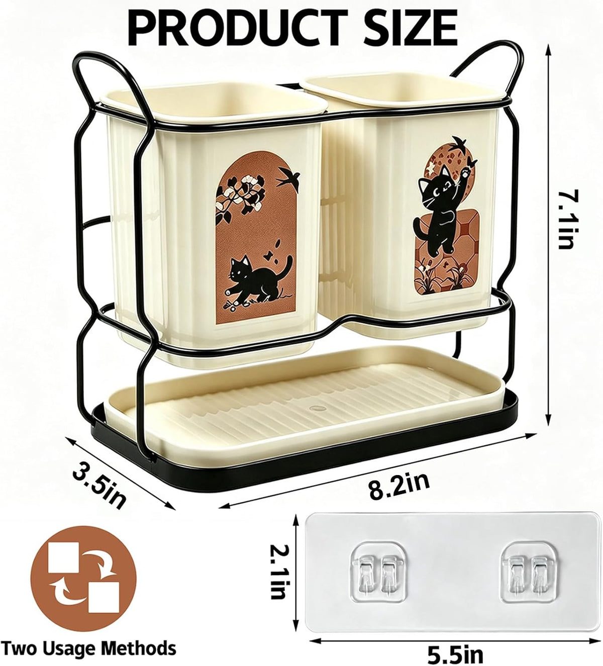 SFGHOUSE Kitchen Utensil Holder Countertop Wall Mount Drying Organizer