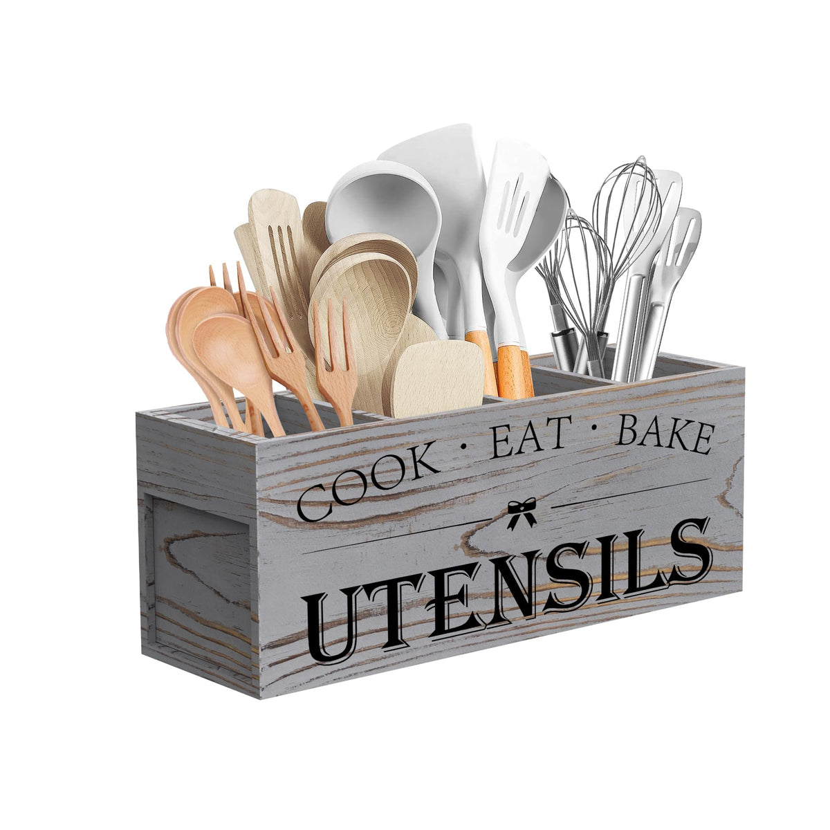 Suli Extra Large Utensil Holder Countertop for Kitchen Counter,White Grain
