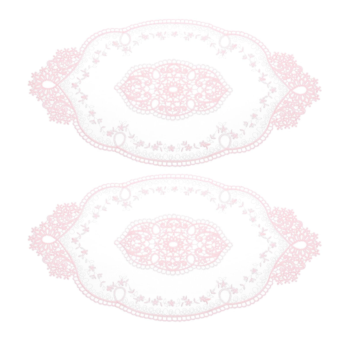 uxcell 2Pack Retro Lace Placemat 11x20-in Oval Embroidered Table Place Mats French Crochet Doilies Coasters Cup Mat for Home Wedding, Dark Grey