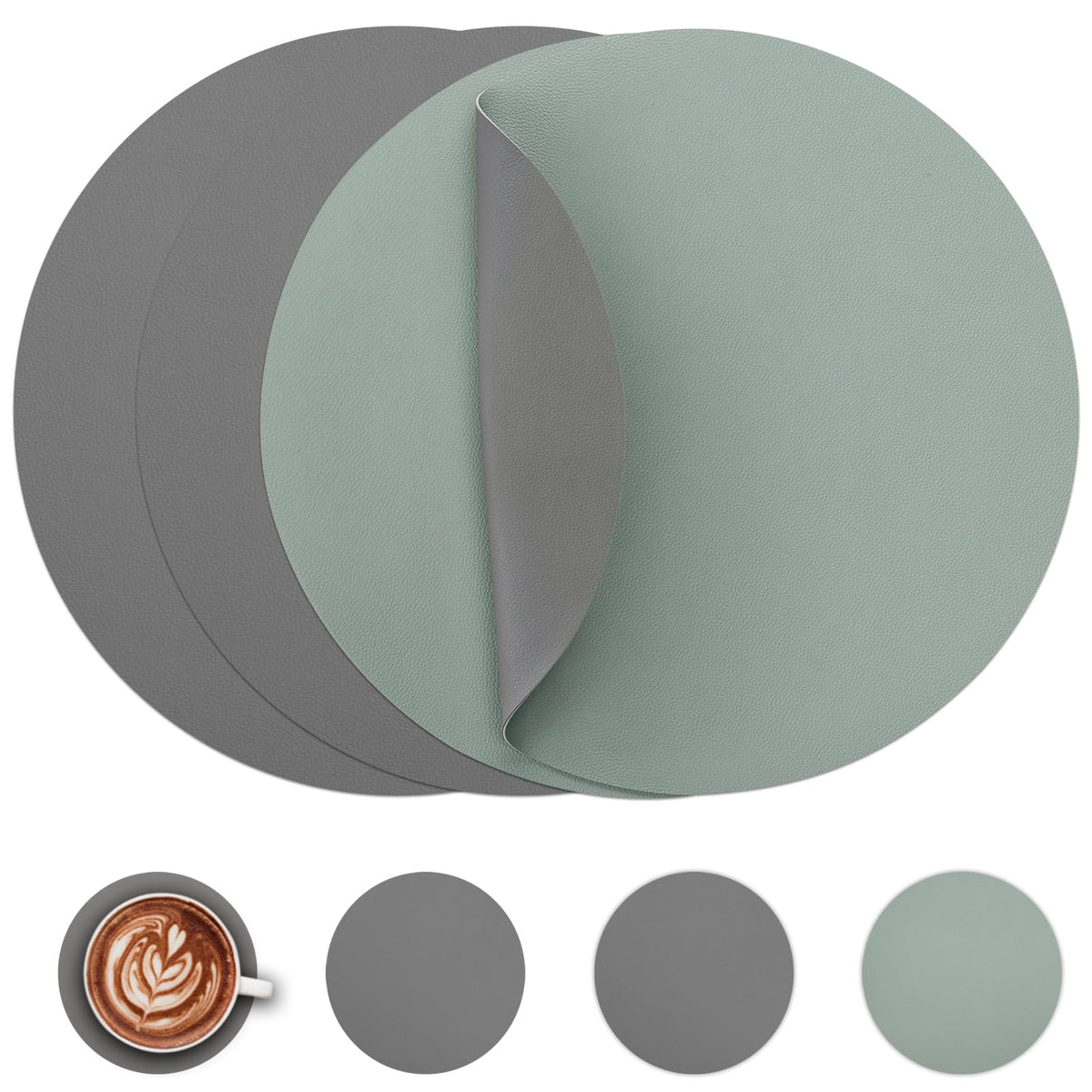 Myir JUN 15 Inches Round Placemats Set of 6 Faux Leather Place Mats