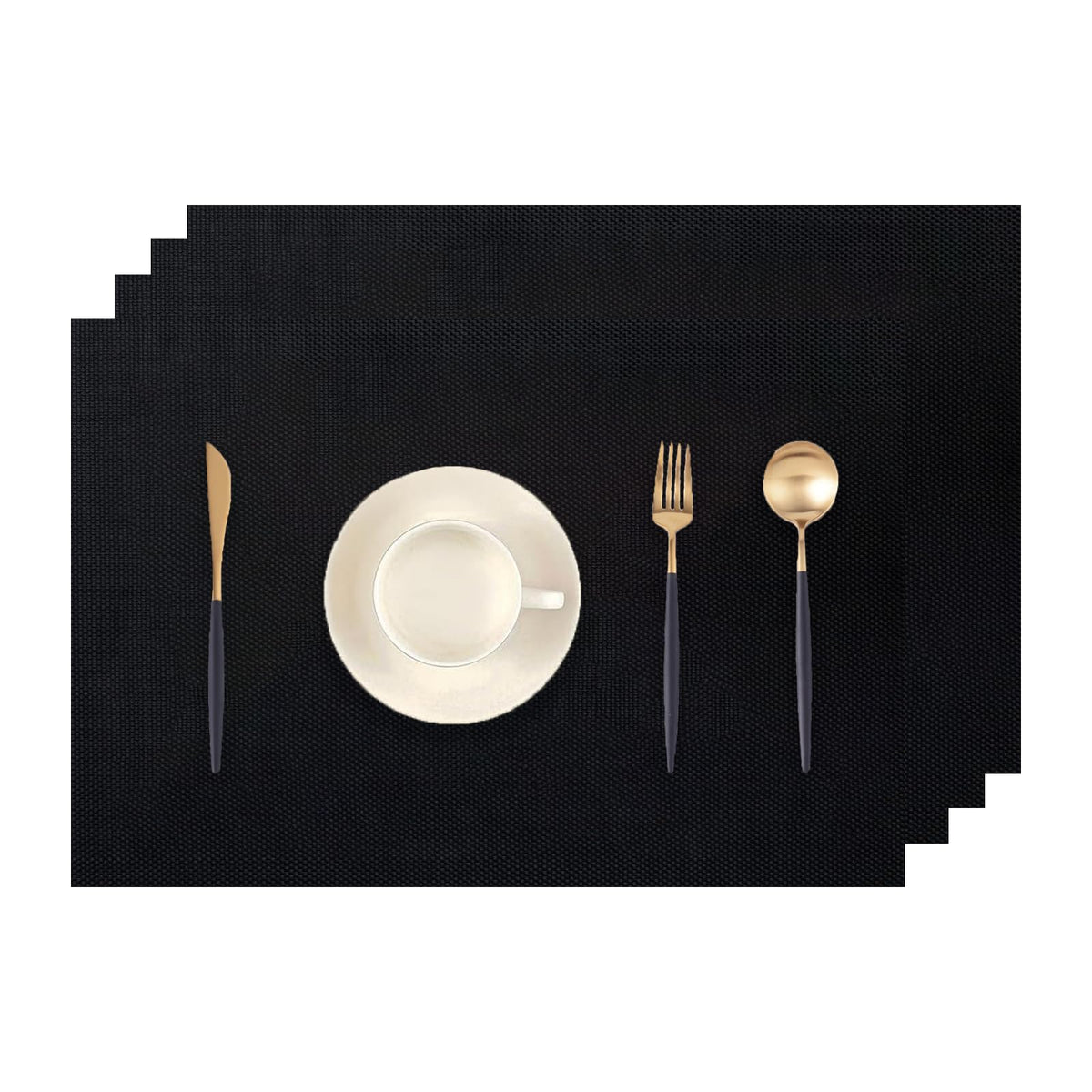 Frame Gold Placemats Set of 2 - Heat-Resistant, Non-Slip Table Mats