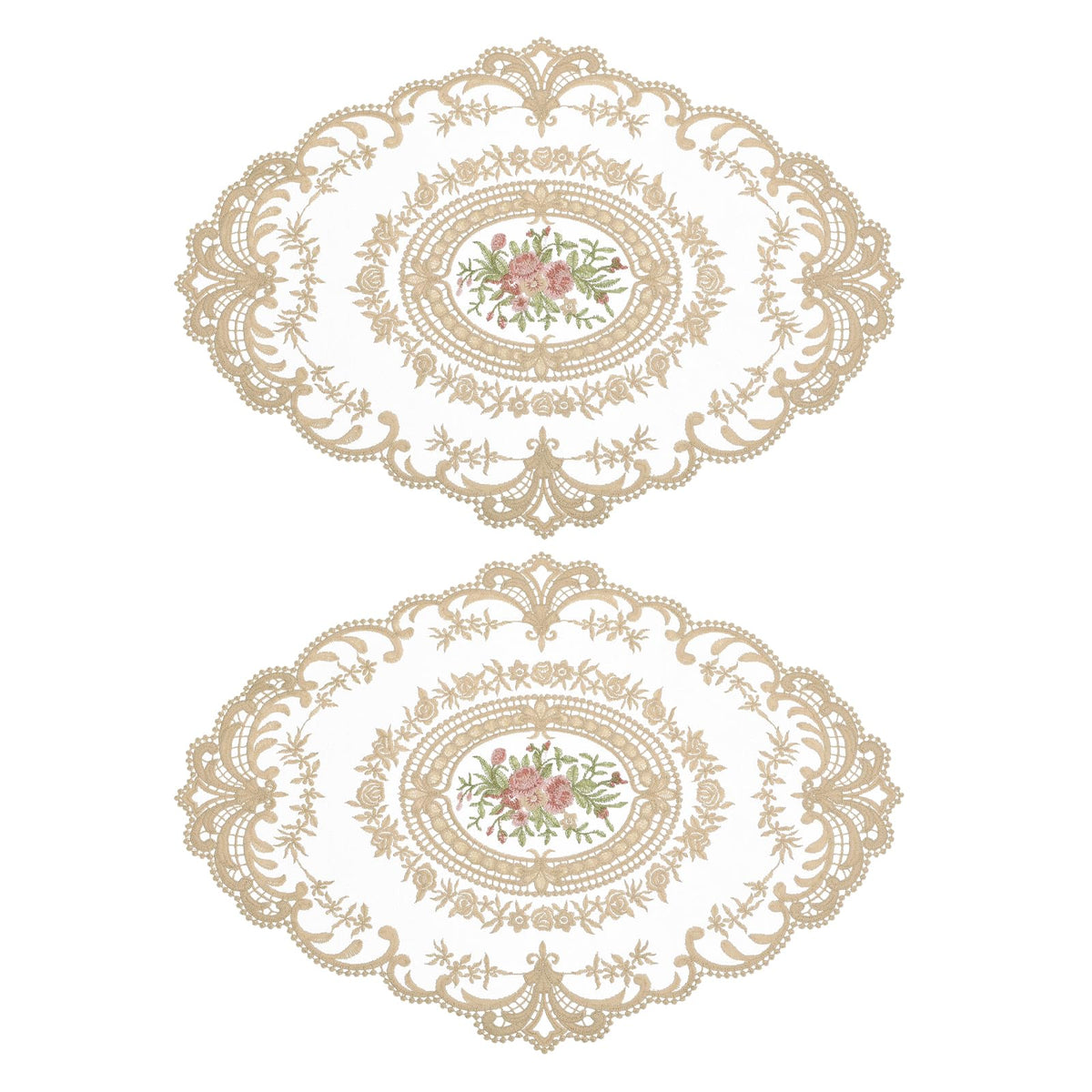 uxcell Retro Lace Placemat 12x16 Oval Embroidered Table Place 2Pack Gray