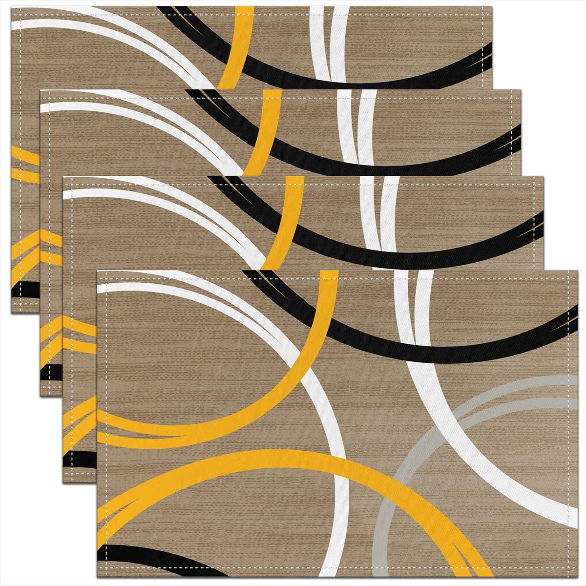 3D Abstract Design Place Mats Red Black Gray White Irregular Pattern Placemats for Teens Adults Men Modern Simple Style Kitchen Mats for Dining Table Set of 4 12x18 Inch
