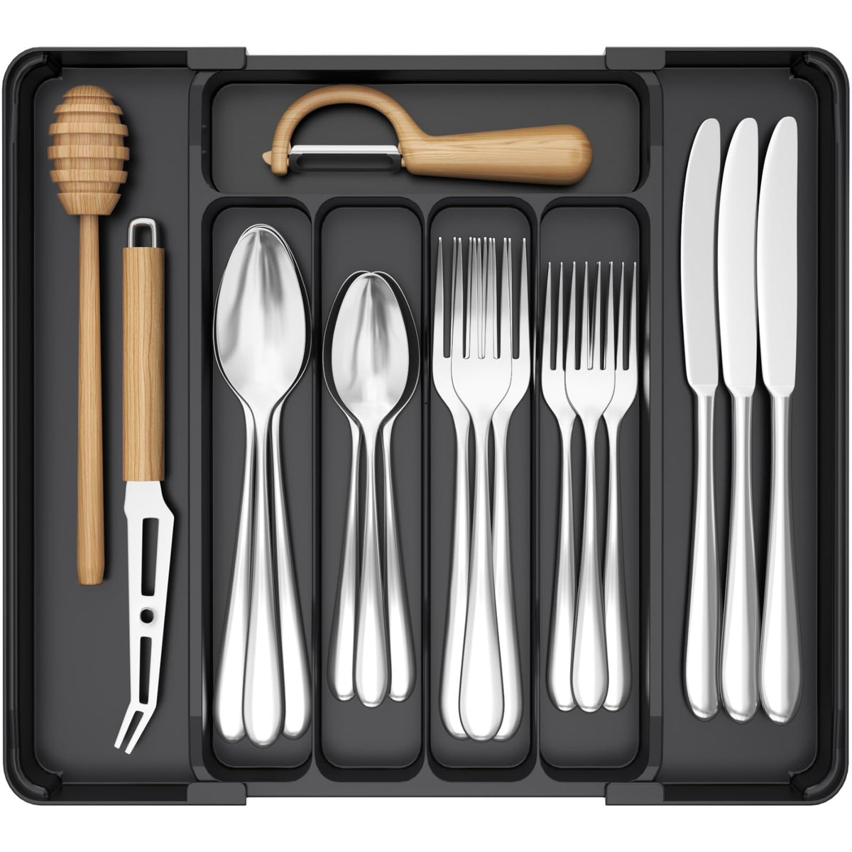 Lifewit Silverware Organizer for Drawer, Expandable Utensil Tray