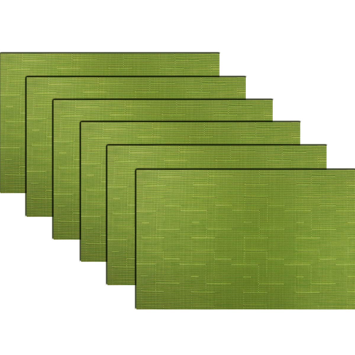 PIGCHCY Beige Placemats Set of 4 Vinyl PVC Durable Place Mats for Dining Table,Heat Resistant Non-Slip Woven Tabel Mats (18x12 inches, Beige)