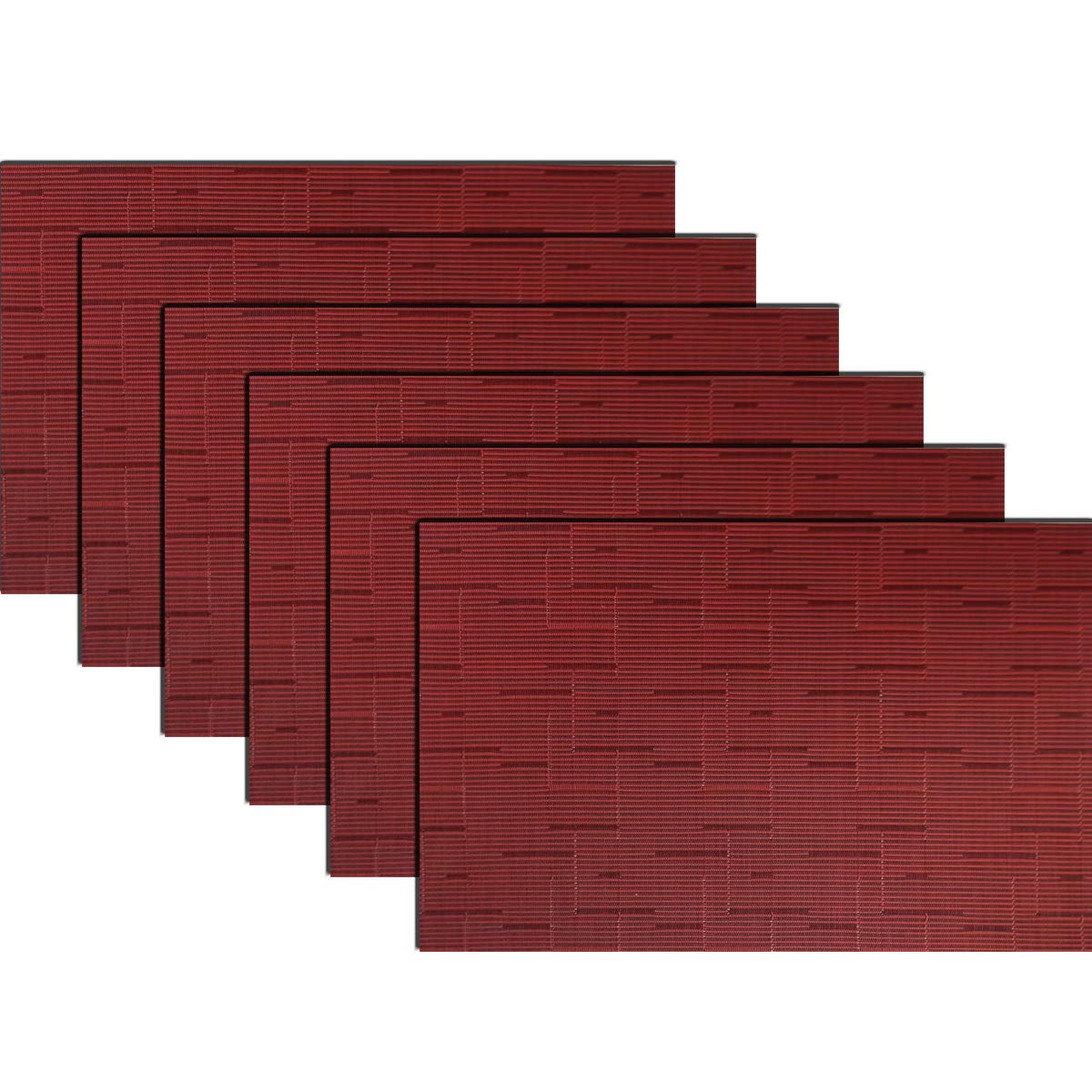 PIGCHCY Beige Placemats Set of 4 Vinyl PVC Durable Place Mats for Dining Table,Heat Resistant Non-Slip Woven Tabel Mats (18x12 inches, Beige)