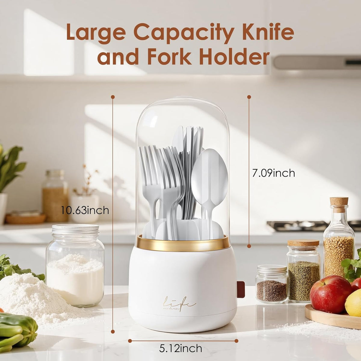 EXIN DECHEN Silverware Organizer with Lid,Silverware Holder,Utensil Holder