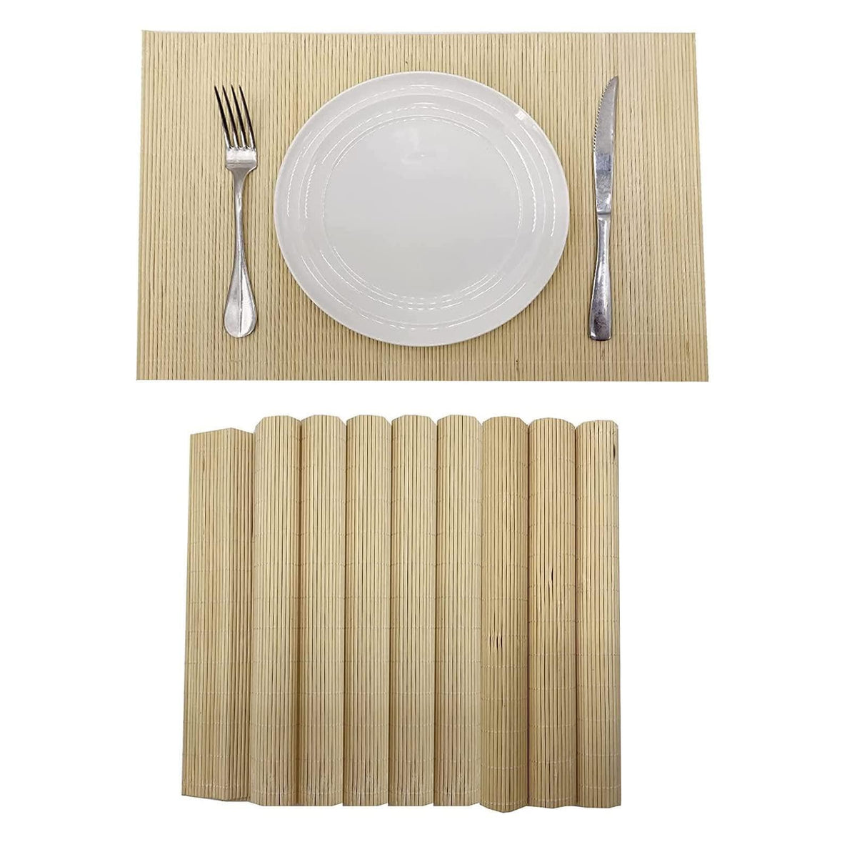 Non-Slip Bamboo Placemats Set of 6, 17.7x11.8 Inch - Heat Resistant & Easy-Clean, Natural Woven Table Mats for Daily Dining, Family Meals or Home Decor (Brown)
