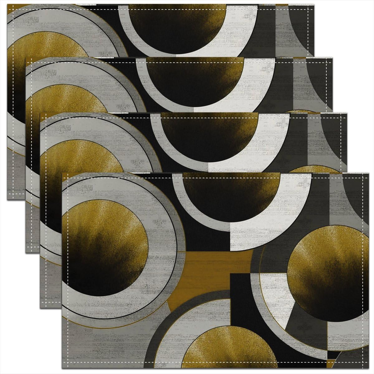 3D Abstract Design Place Mats Red Black Gray White Irregular Pattern Placemats for Teens Adults Men Modern Simple Style Kitchen Mats for Dining Table Set of 4 12x18 Inch