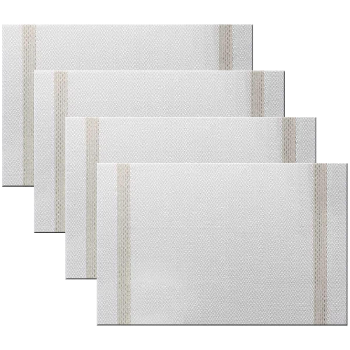PIGCHCY Beige Placemats Set of 4 Vinyl PVC Durable Place Mats for Dining Table,Heat Resistant Non-Slip Woven Tabel Mats (18x12 inches, Beige)