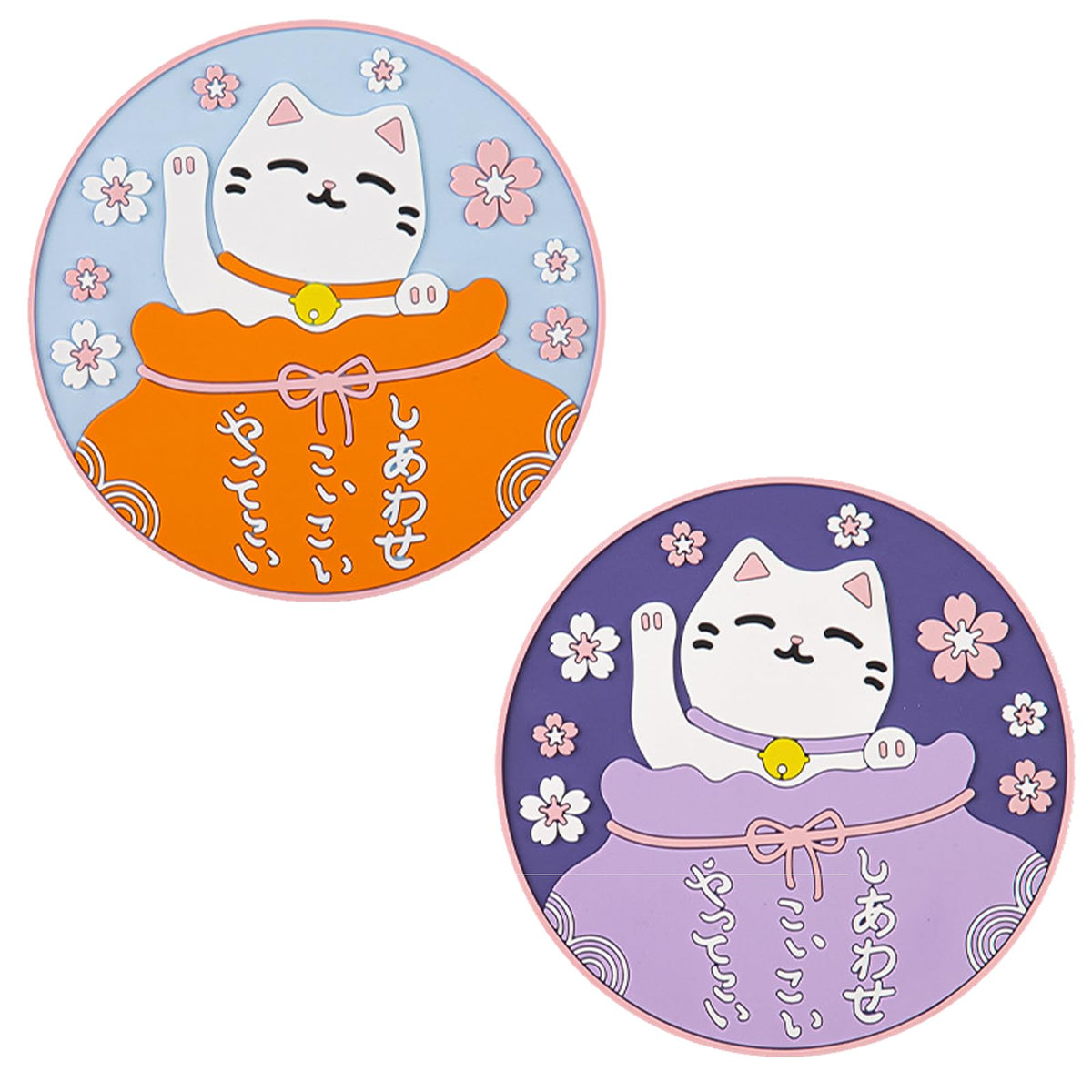 Sakura Coffee Cup Mat Kawaii Coaster 2PCS Cute Cherry Blossom PVC Home Tea Mug Pink Flower Pattern Anti-Skid Pot Bowl Pad Placemat for Desk Drink Table Decor Kawaii Accessories(Large)