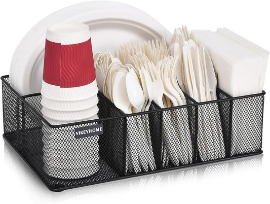 Paper Plate Organizer for Countertop, Black