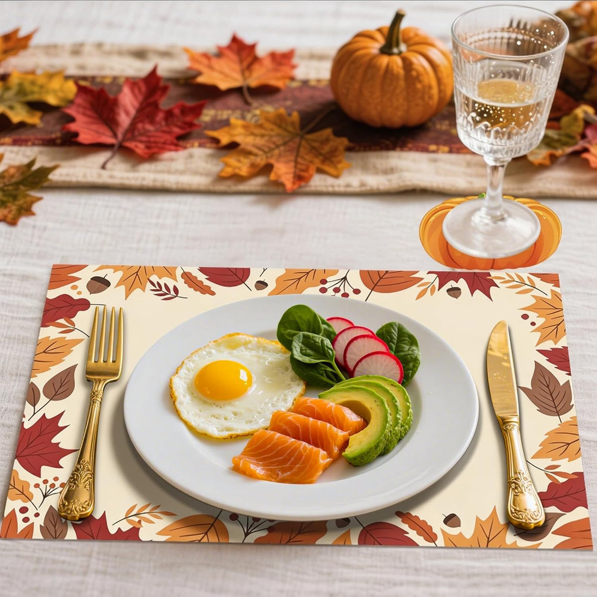 50Pcs Fall Paper Placemats, Autumn Pumpkins Disposable Placemats, 11 x 17 Inch Seasonal Thanksgiving Table Mats for Fall Party Kitchen Dining Thanksgiving Table Decoration