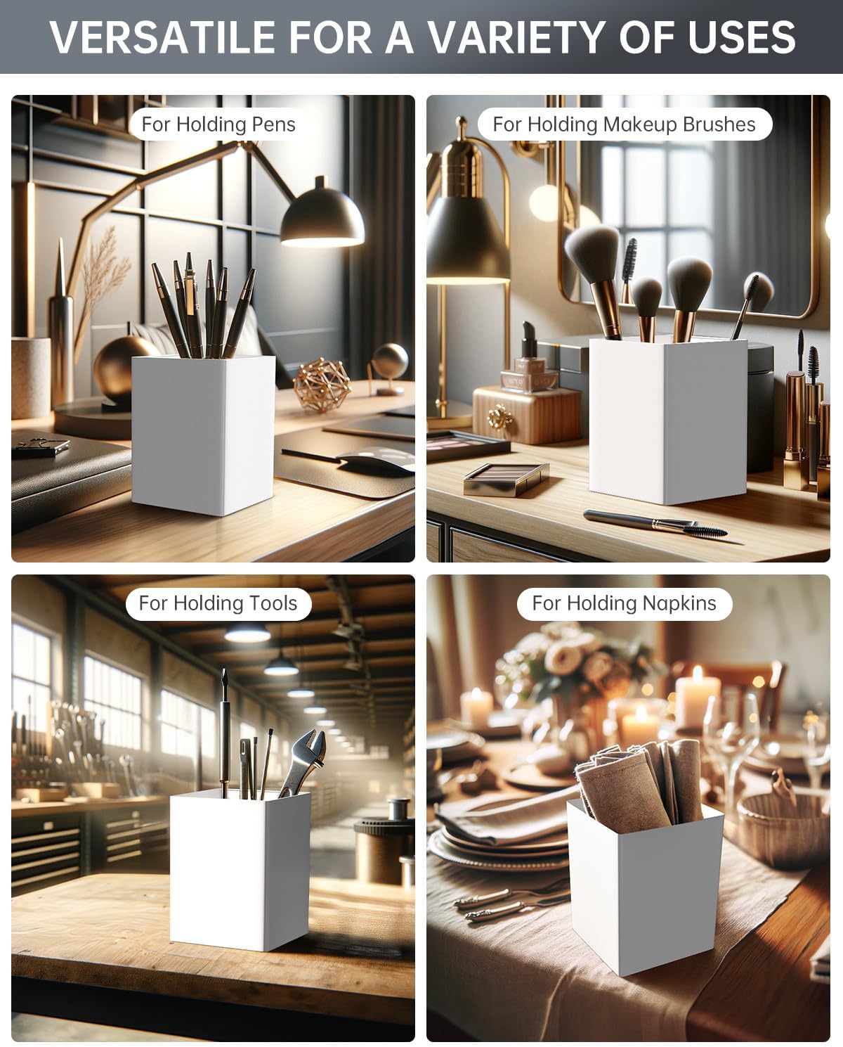 White Kitchen Utensil Holder - Chic Silverware Holder for Party, Compact and Versatile Utensil Caddy, Ideal for Countertop and Party Use