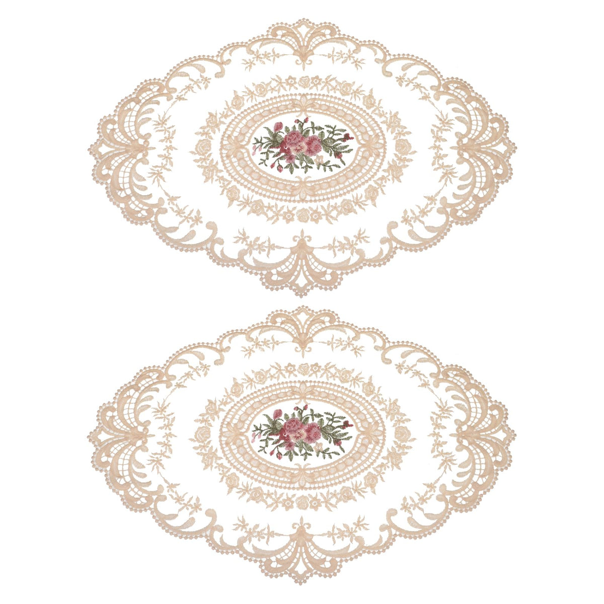 uxcell Retro Lace Placemat 12x16 Oval Embroidered Table Place 2Pack Gray