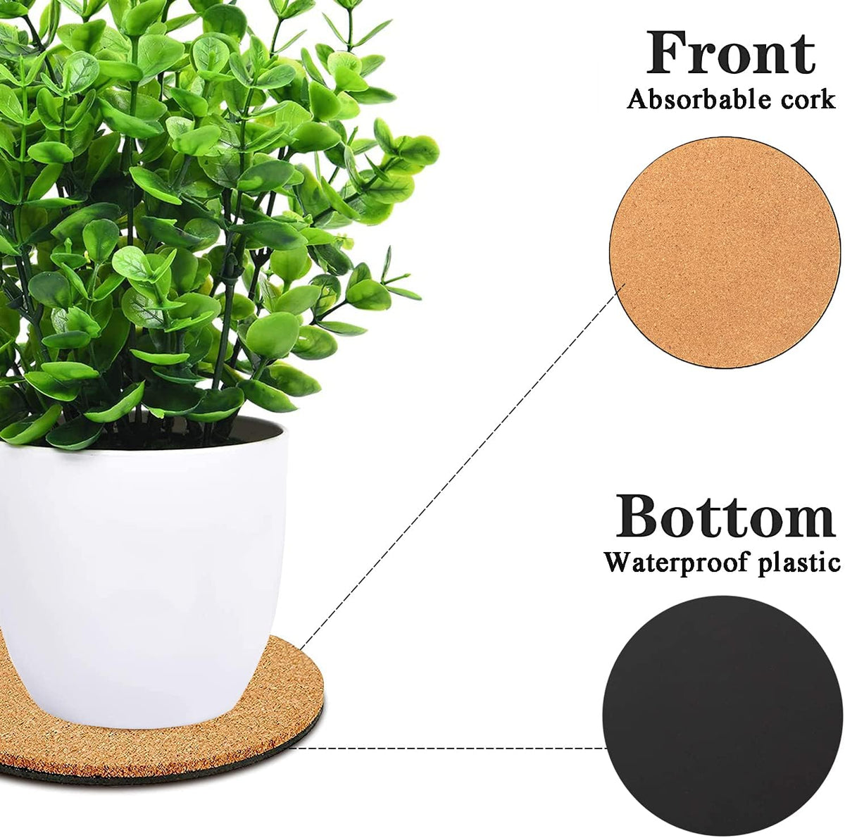 3-Piece Cork Coasters for Plants - Nude & Black