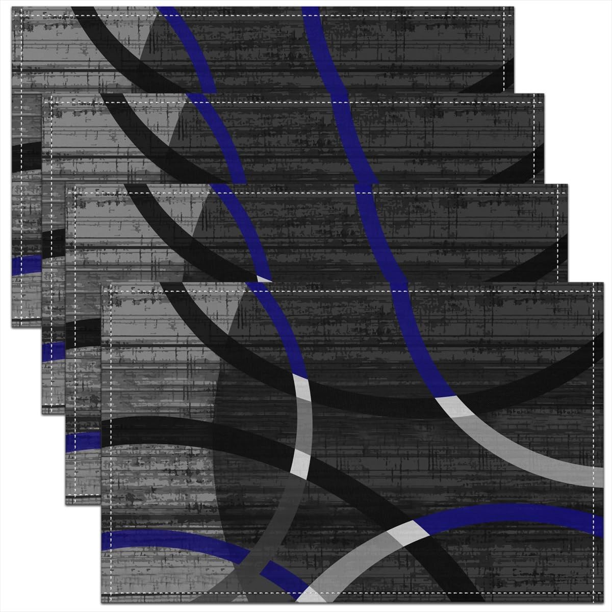 3D Abstract Design Place Mats Red Black Gray White Irregular Pattern Placemats for Teens Adults Men Modern Simple Style Kitchen Mats for Dining Table Set of 4 12x18 Inch