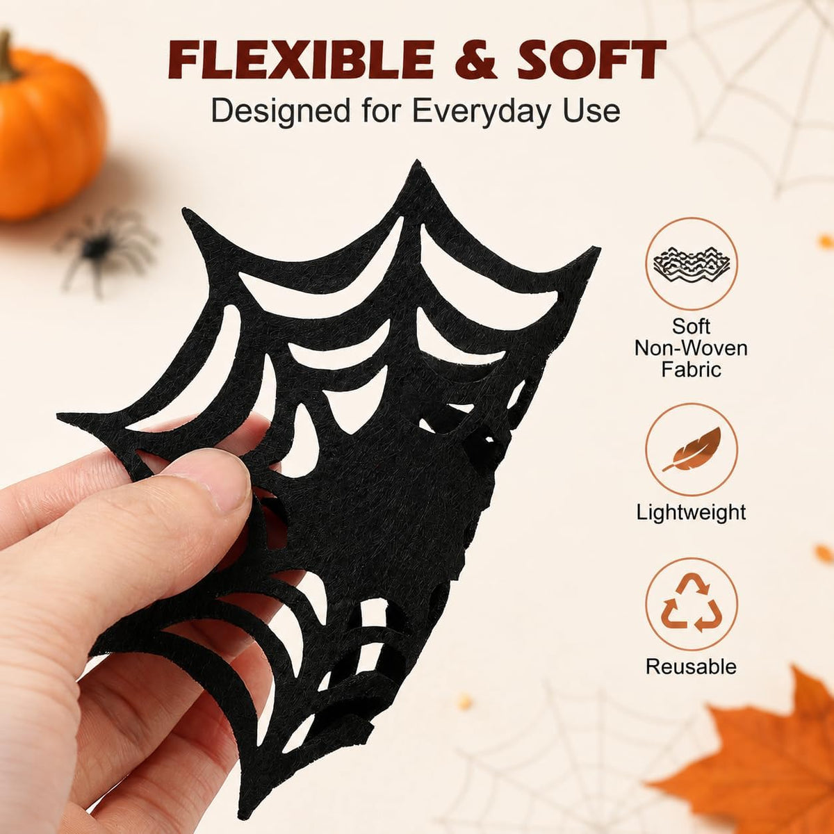 VOSAREA 10pcs Halloween Spider Web Coasters Placemat Decorative Table Placemats Doilies Halloween Decorarion Supplies