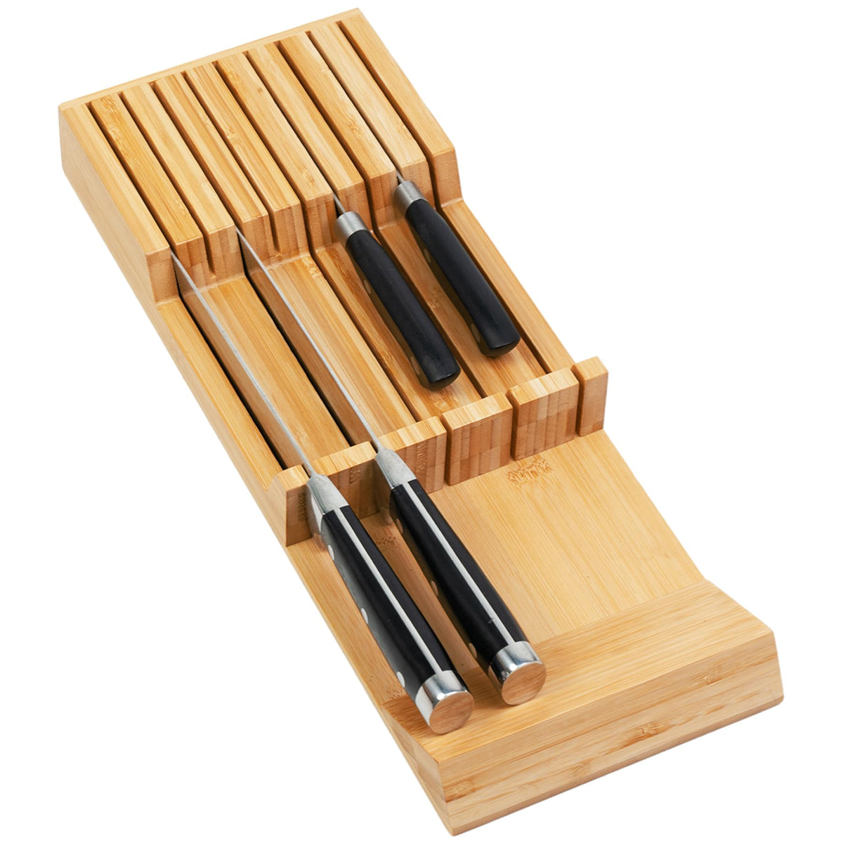 Utoplike In-drawer Knife Block Bamboo Kitchen Knives Drawer Organizer Large