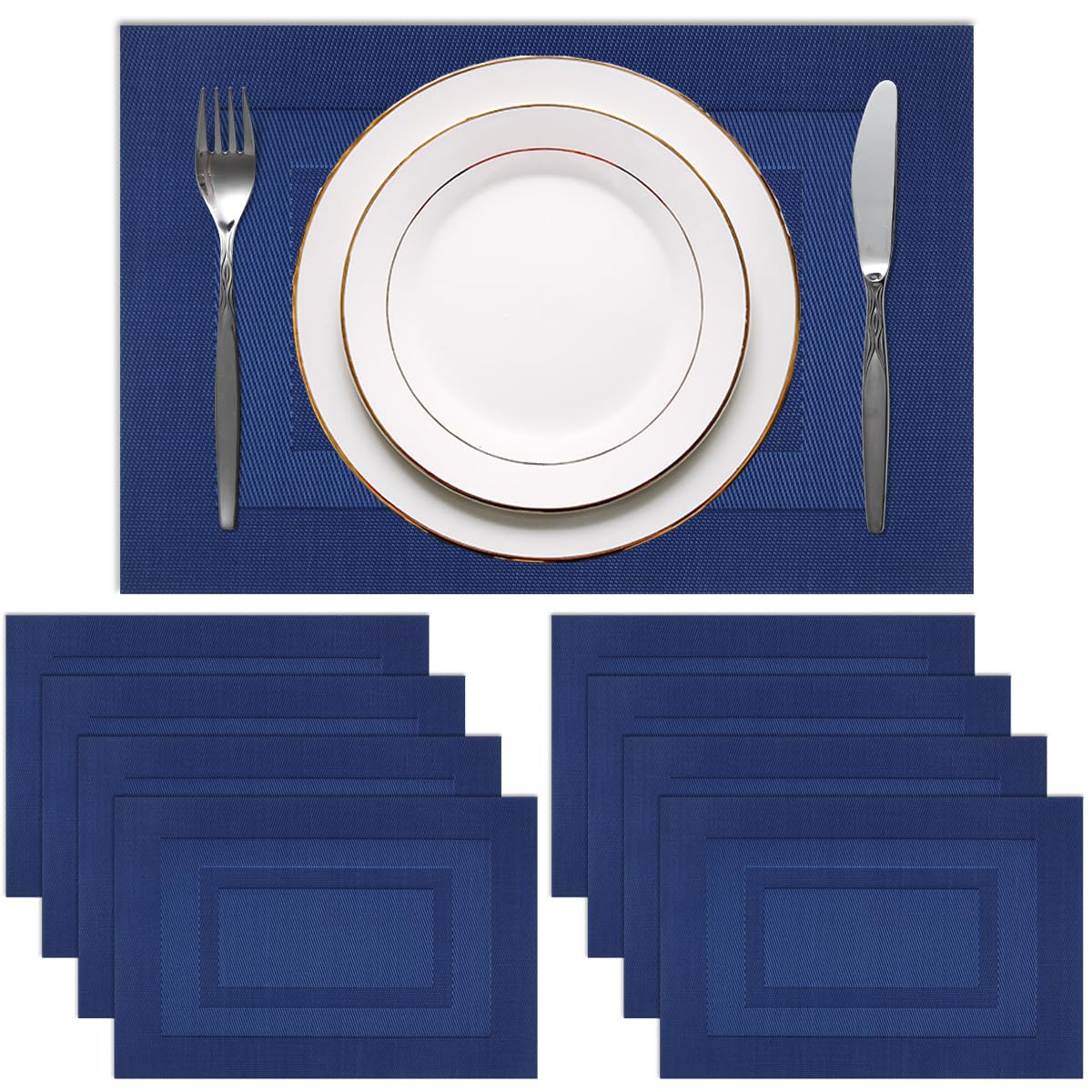 PIGCHCY Beige Placemats Set of 4 Vinyl PVC Durable Place Mats for Dining Table,Heat Resistant Non-Slip Woven Tabel Mats (18x12 inches, Beige)