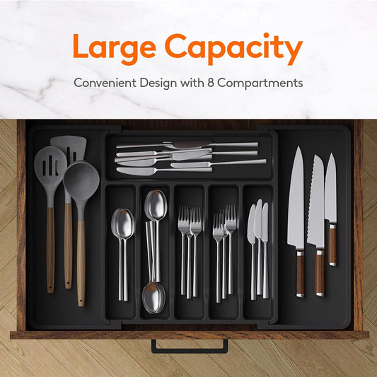 Lifewit Extra Large Silverware Drawer Organizer, Expandable Utensil Tray