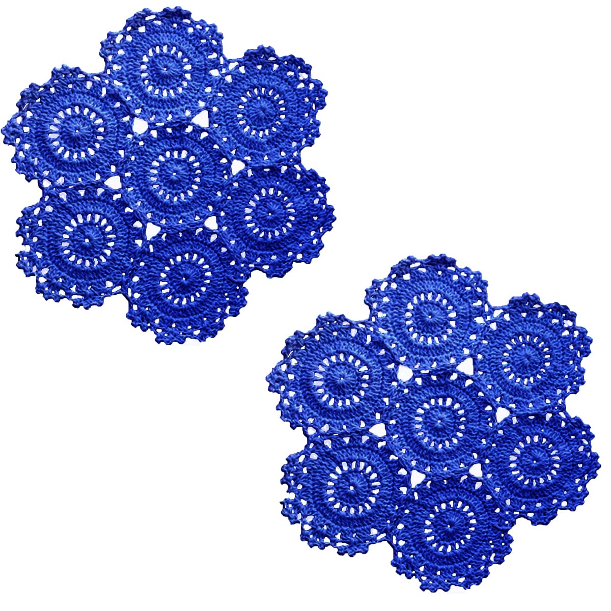 2PCS 10 Inch Sunflower Crochet Place Mats Lace Doilies Coasters Handmade Round Spliced Sunflower Table Cup Mats Easter Mother's Day Decoration,Red