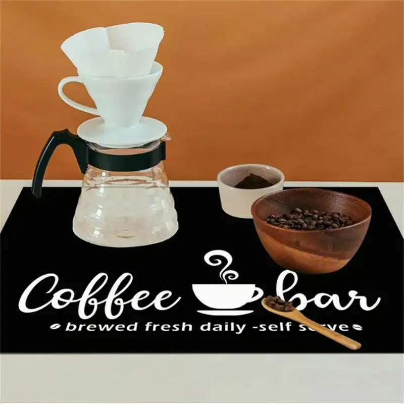 Coffee-Themed Kitchen Mat, Coffee Bar Mat, 1 Count Non-Slip Kitchen Placemat, Absorbent Coffee Machine Mat, Kitchen Decorative Mat for Coffee Maker and Bowl Rack, Coasters