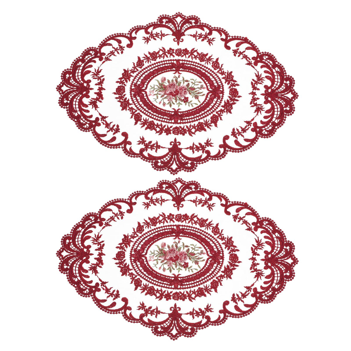 uxcell Retro Lace Placemat 12x16 Oval Embroidered Table Place 2Pack Gray
