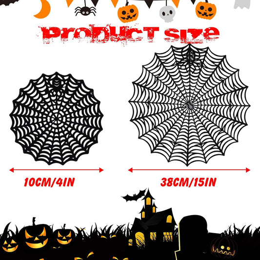 8Pcs Halloween Spider Web Placemats, 15" Heat Insulation Black Table Mats