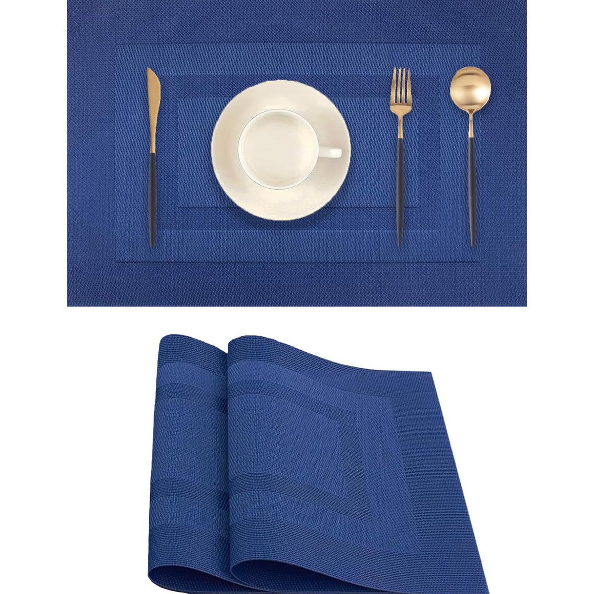 Frame Gold Placemats Set of 2 - Heat-Resistant, Non-Slip Table Mats