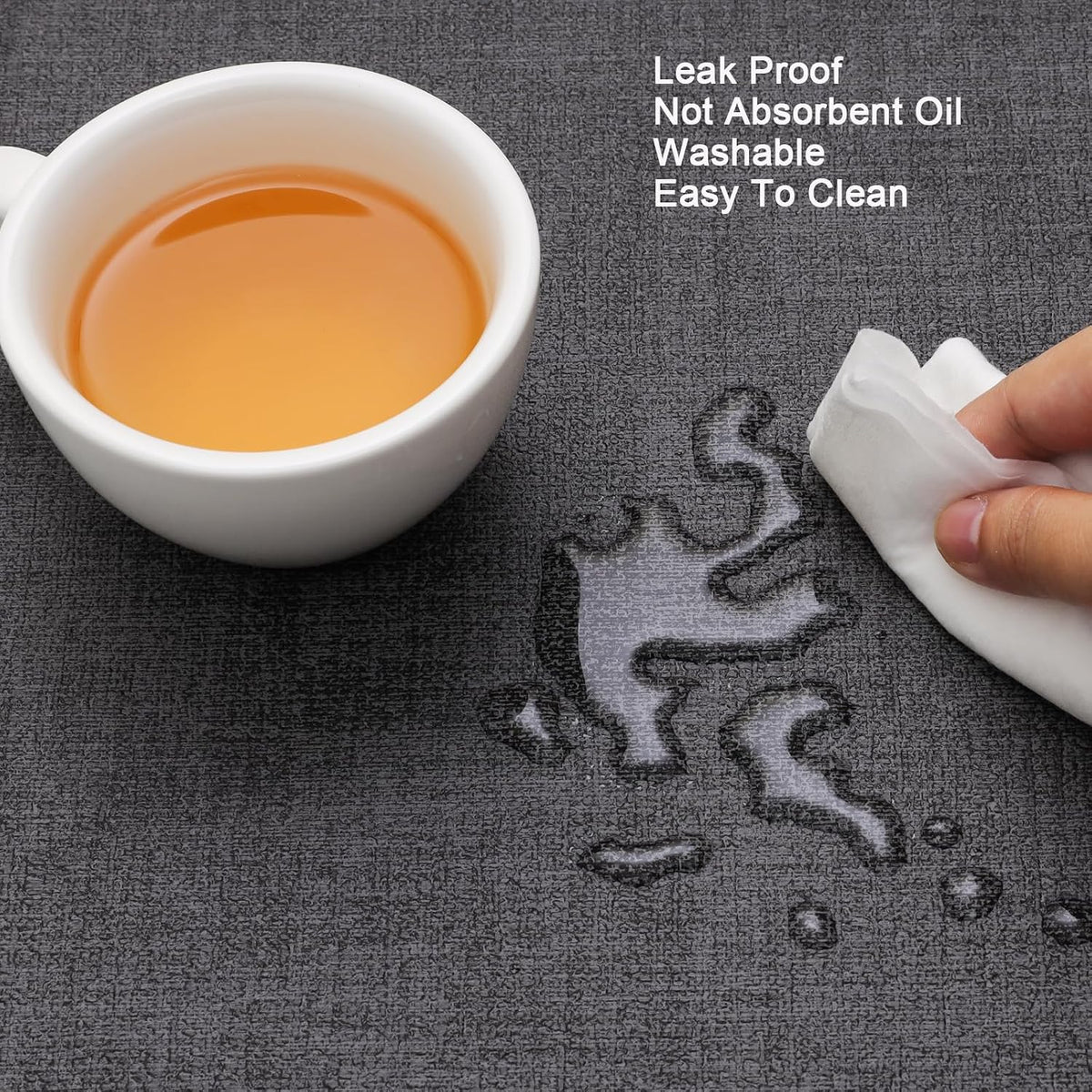 Faux Leather Placemats Set of 4, Dual Sided with Drink Coasters