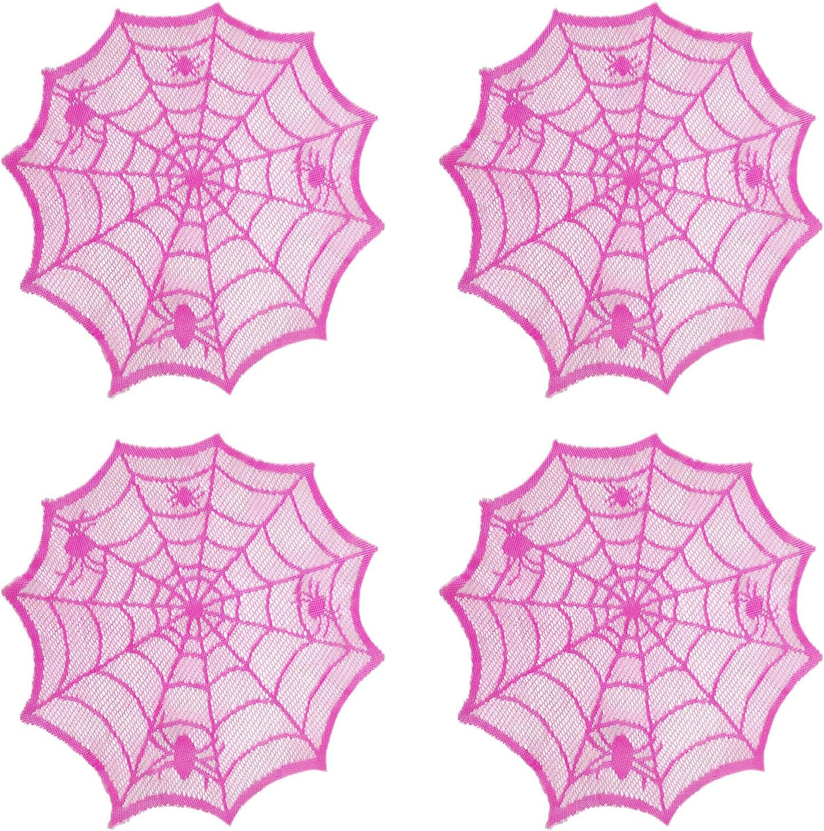 Halloween Spider Web Placemats Purple Lace Spider Web Heat Insulation Table Mats Placemat for Halloween Family Party Dining Table Decoration Supplies (4 Pcs)