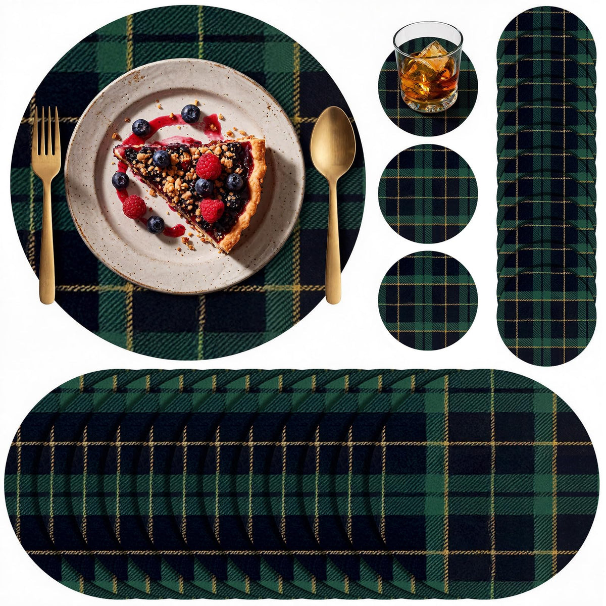 Geosar 200 Pcs Gold Round Disposable Paper Placemats Set 13 Inch