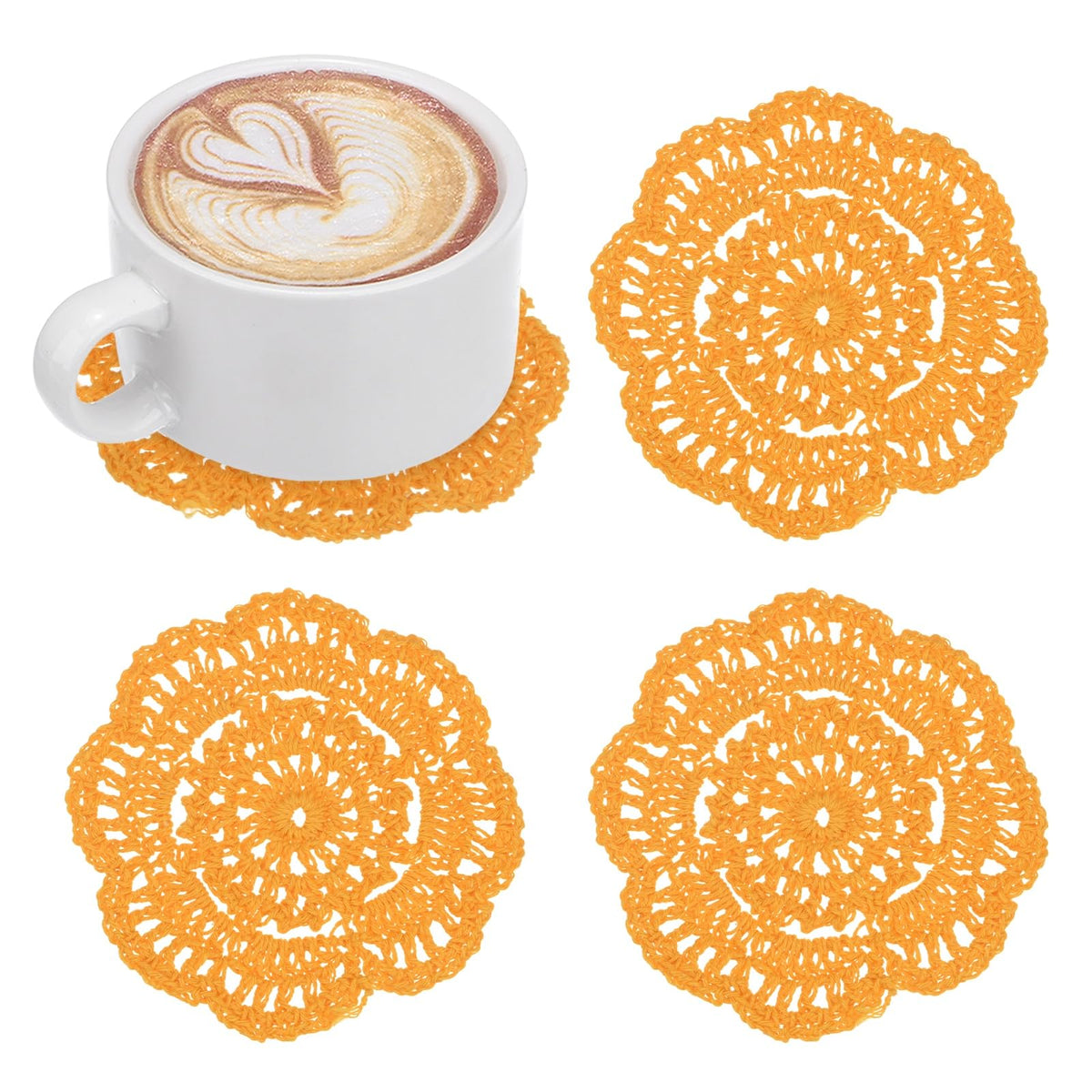 M METERXITY 8pcs Handmade Crochet Coasters 4"/10cm Round Light Pink