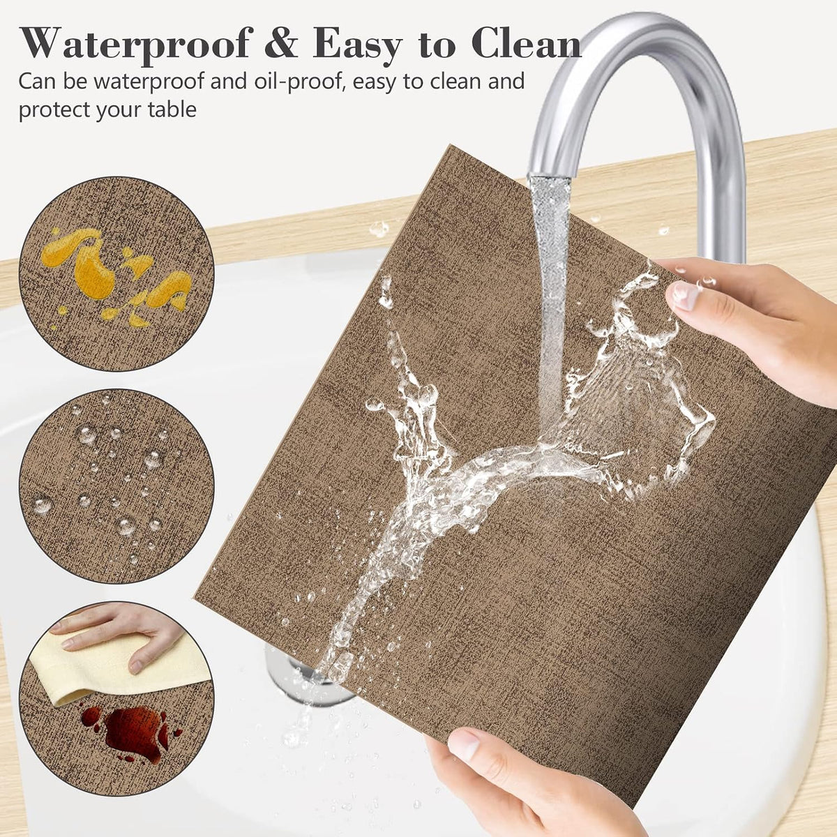 Faux Leather Placemats Set of 6,Heat Resistant Placemats for Dining Table, Easy Clean Non-Slip Place Mats, Waterproof Stain Resistant Wipeable Washable PU Table Mats, (Coffee)