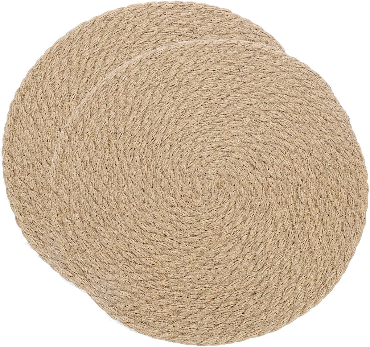 uxcell Jute Placemats, 2 Pack 9" x 9" Round Woven Placemats, Natural Farmhouse Jute Braided Table Runner for Kitchen Countertops, Table, Home Decor (Brown)
