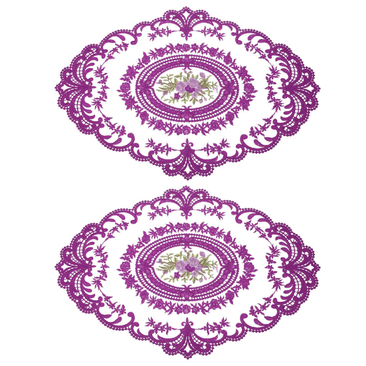 uxcell Retro Lace Placemat 12x16 Oval Embroidered Table Place 2Pack Gray