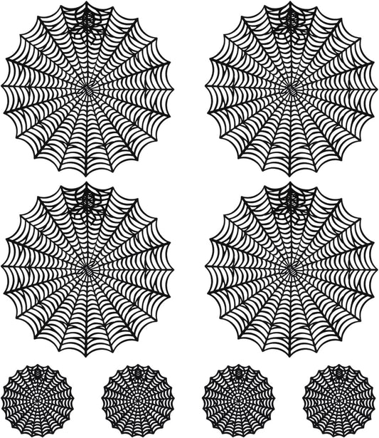 8Pcs Halloween Spider Web Placemats, 15" Heat Insulation Black Table Mats