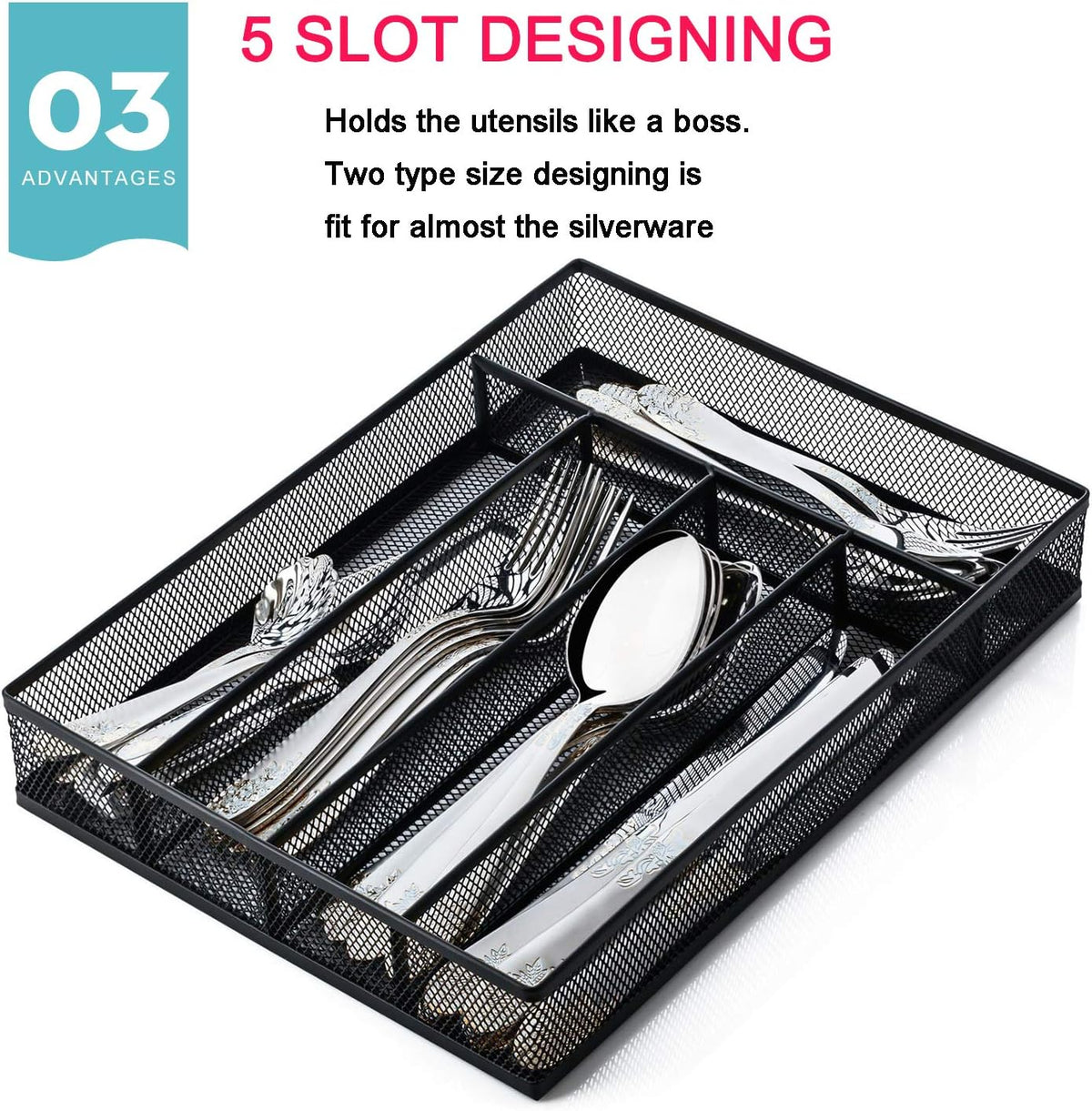 JANE EYRE Utensil Drawer Organizer - 5 Compartments
