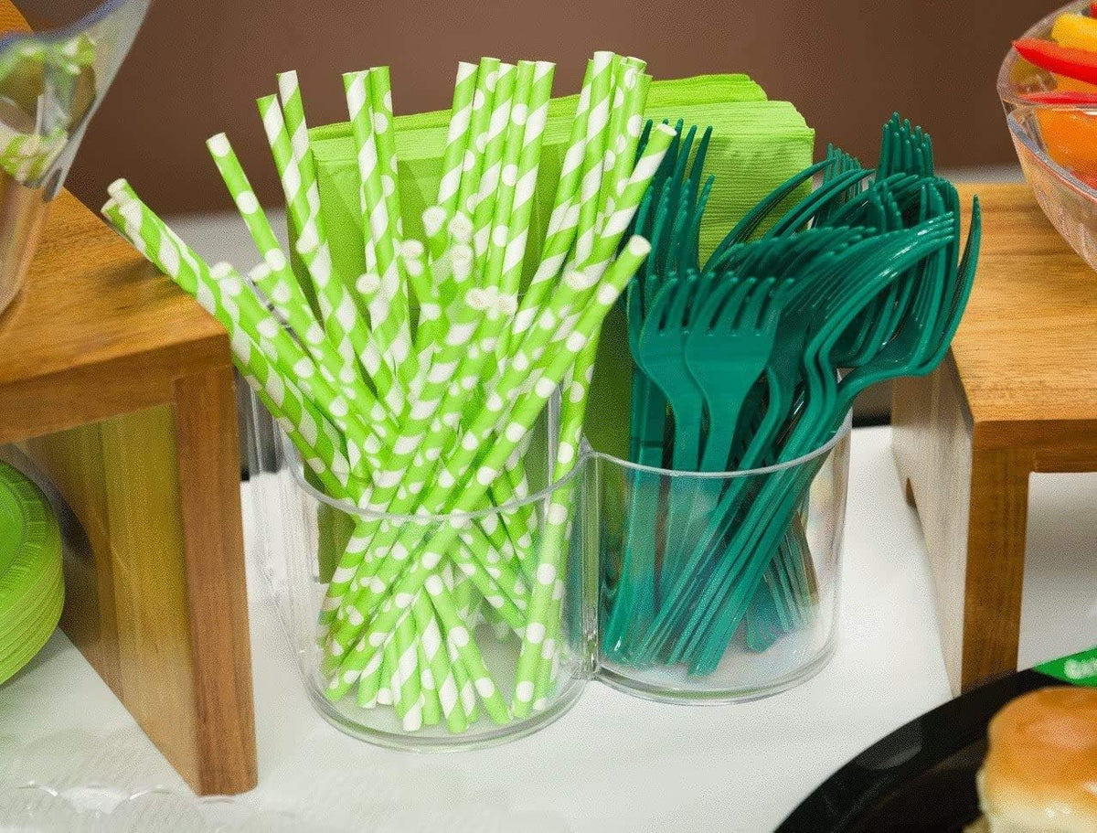 Home Collection 5 Compartment Classic Acrylic Napkin Holder with Cutlery Organizer Caddy Bin, For Spoons, Forks, Knives & Cups Divided Storage!